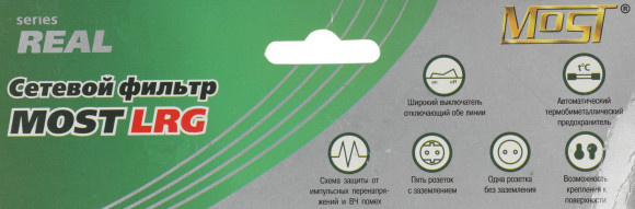 Сетевой фильтр Most LRG 1.6м (6 розеток) белый (пакет ПЭ) Сетевой фильтр Most LRG 1.6м (6 розеток) белый (пакет ПЭ)