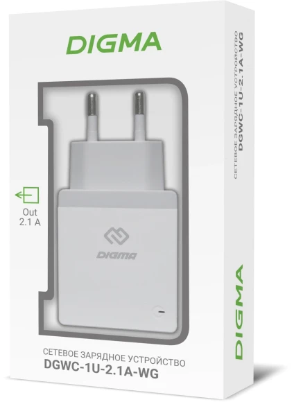 Сетевое зар./устр. Digma DGWC-1U-2.1A-WG 10.5W 2.1A USB универсальное белый Сетевое зар./устр. Digma DGWC-1U-2.1A-WG 10.5W 2.1A USB универсальное белый