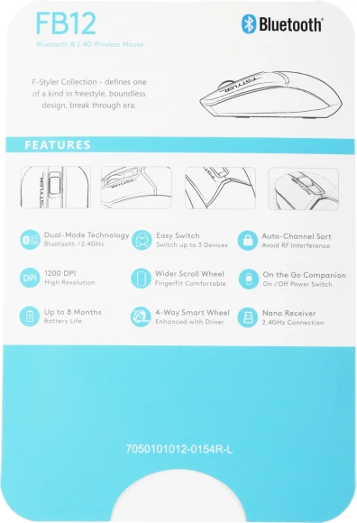 Мышь A4Tech Fstyler FB12 черный оптическая 1200dpi беспров. BT/Radio USB 3but (FB12 BLACK) Мышь A4Tech Fstyler FB12 черный оптическая 1200dpi беспров. BT/Radio USB 3but (FB12 BLACK)