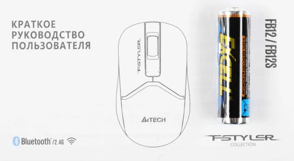 Мышь A4Tech Fstyler FB12 черный оптическая 1200dpi беспров. BT/Radio USB 3but (FB12 BLACK) Мышь A4Tech Fstyler FB12 черный оптическая 1200dpi беспров. BT/Radio USB 3but (FB12 BLACK)