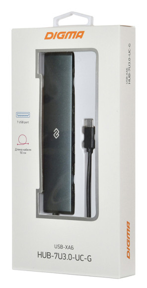 Разветвитель USB-C Digma HUB-7U3.0-UC-G 7порт. серый Разветвитель USB-C Digma HUB-7U3.0-UC-G 7порт. серый