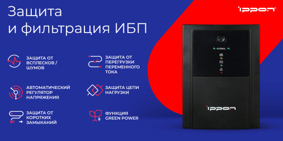 Источник бесперебойного питания Ippon Back Basic 1500 Euro 900Вт 1500ВА черный