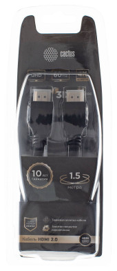 Кабель аудио-видео Cactus CS-HDMI.2-1.5 HDMI (m)/HDMI (m) 1.5м. позолоч.конт. черный Кабель аудио-видео Cactus CS-HDMI.2-1.5 HDMI (m)/HDMI (m) 1.5м. позолоч.конт. черный