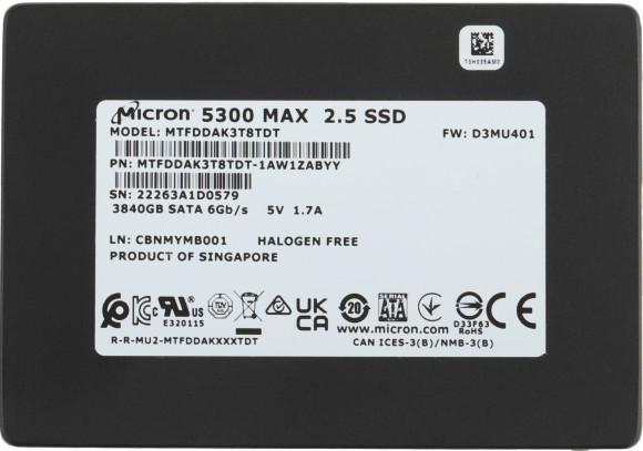 Накопитель SSD Crucial SATA-III 3.84TB MTFDDAK3T8TDT-1AW1ZABYY 5300 Max 2.5"