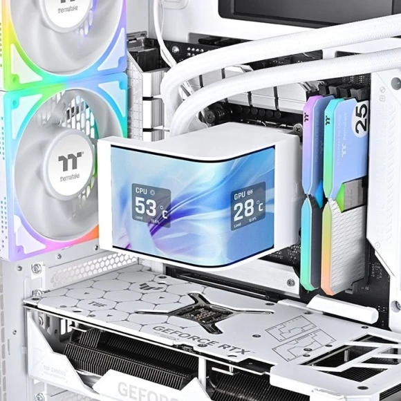 Система водяного охлаждения Thermaltake MAGCurve 360 Ultra Snow ARGB Soc-AM5/AM4/1200/1700/1851 белый 4-pin 32.8-35.1dB Al LCD Ret (CL-W454- PL12SW-A) Система водяного охлаждения Thermaltake MAGCurve 360 Ultra Snow ARGB Soc-AM5/AM4/1200/1700/1851 белый 4-pin 32.8-35.1dB Al LCD Ret (CL-W454- PL12SW-A)