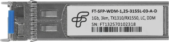 Трансивер Future Technologies FT-SFP-WDM-1,25-3155L-03-A-D SFP WDM SM Tx:1310нм Rx:1550нм до 3км Трансивер Future Technologies FT-SFP-WDM-1,25-3155L-03-A-D SFP WDM SM Tx:1310нм Rx:1550нм до 3км