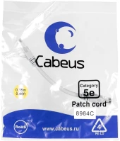 Патч-корд Cabeus PC-UTP-RJ45-CAT.5E-0.3M U/UTP RJ-45 вил.-вилка RJ-45 кат.5E 0.3м серый ПВХ