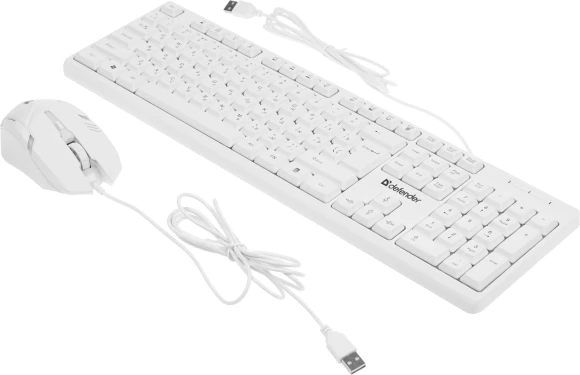 Клавиатура + мышь Defender Milan C-992 клав:белый мышь:белый/красный USB беспроводная Multimedia (45994)