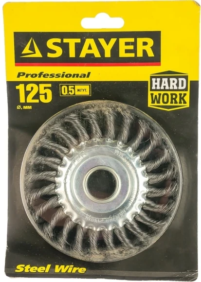 Щетка дисковая по мет. Stayer 35120-125 d=125мм d(посад.)=22мм (угловые шлифмашины) Щетка дисковая по мет. Stayer 35120-125 d=125мм d(посад.)=22мм (угловые шлифмашины)