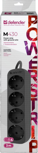 Сетевой удлинитель Defender M518 1.8м (5 розеток) черный (коробка)