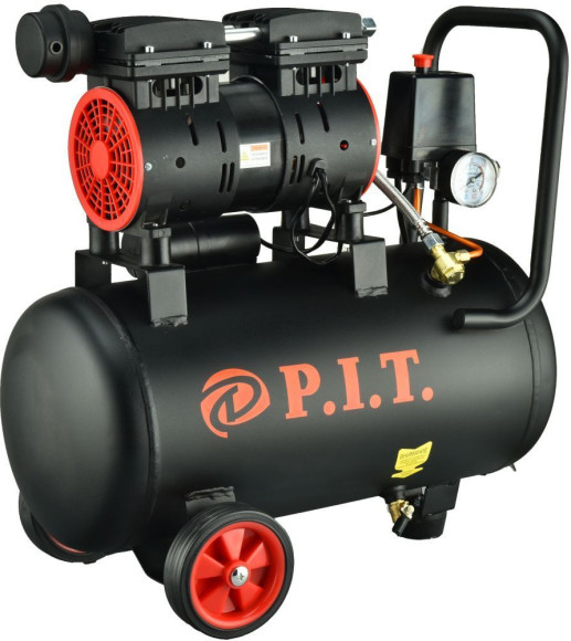 Компрессор поршневой P.I.T. PAC24-C1 безмасляный 110л/мин 24л 600Вт черный/красный