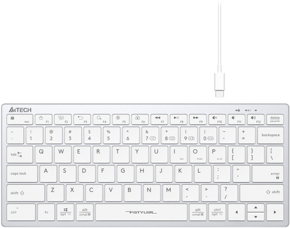 Клавиатура A4Tech FBX51C белый USB беспроводная BT/Radio slim Multimedia (FBX51C WHITE)