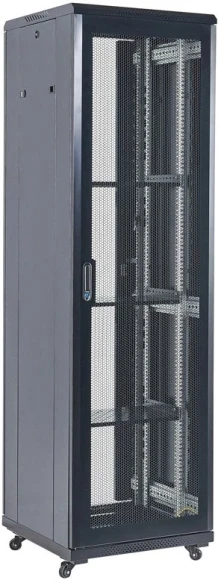 Шкаф коммутационный Rexant (04-1866-232) напольный 18U 600x600мм пер.дв.перфор. 800кг черный 230град. 988мм IP20 сталь Шкаф коммутационный Rexant (04-1866-232) напольный 18U 600x600мм пер.дв.перфор. 800кг черный 230град. 988мм IP20 сталь