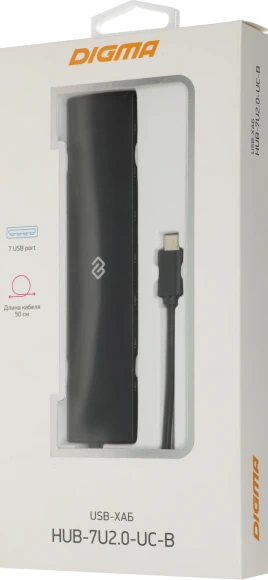 Разветвитель USB-C Digma HUB-7U2.0-UC-B 7порт. черный Разветвитель USB-C Digma HUB-7U2.0-UC-B 7порт. черный
