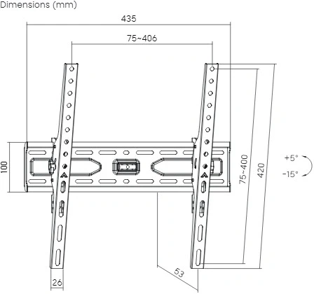 Кронштейн для телевизора Ultramounts UM845 черный 32"-75" макс.45кг настенный наклон Кронштейн для телевизора Ultramounts UM845 черный 32"-75" макс.45кг настенный наклон