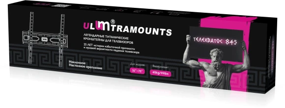 Кронштейн для телевизора Ultramounts UM845 черный 32"-75" макс.45кг настенный наклон Кронштейн для телевизора Ultramounts UM845 черный 32"-75" макс.45кг настенный наклон
