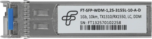 Трансивер Future Technologies FT-SFP-WDM-1,25-3155L-10-A-D SFP SM 1.25Гбит/с Tx:1310нм Rx:1550нм до 10км Трансивер Future Technologies FT-SFP-WDM-1,25-3155L-10-A-D SFP SM 1.25Гбит/с Tx:1310нм Rx:1550нм до 10км