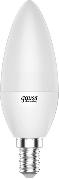 Лампа светодиодная Gauss Elementary 6Вт цок.:E14 свеча 220B св.свеч.бел.нейт. С35 (упак.:1шт) (33126) Лампа светодиодная Gauss Elementary 6Вт цок.:E14 свеча 220B св.свеч.бел.нейт. С35 (упак.:1шт) (33126)