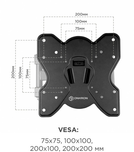 Кронштейн для телевизора Onkron M3S черный 17"-43" макс.35кг настенный поворот и наклон Кронштейн для телевизора Onkron M3S черный 17"-43" макс.35кг настенный поворот и наклон