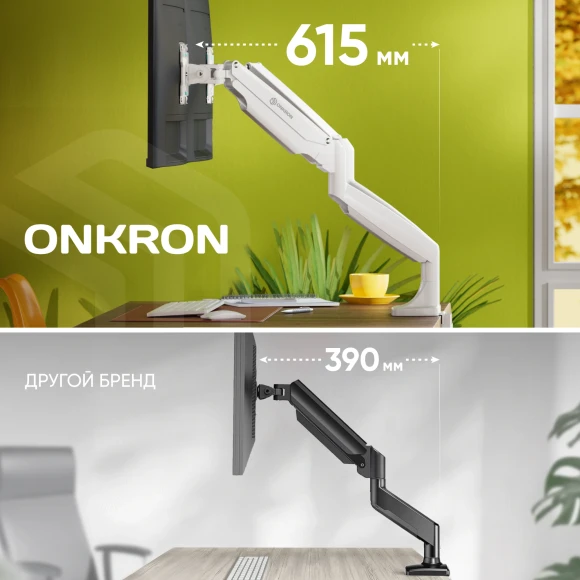 Кронштейн для мониторов Onkron G200 белый 13"-32" макс.18кг настольный поворот и наклон верт.перемещ.