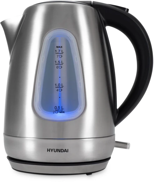 Чайник электрический Hyundai HYK-S7407 1.7л. 2200Вт серебристый матовый/черный корпус: металл