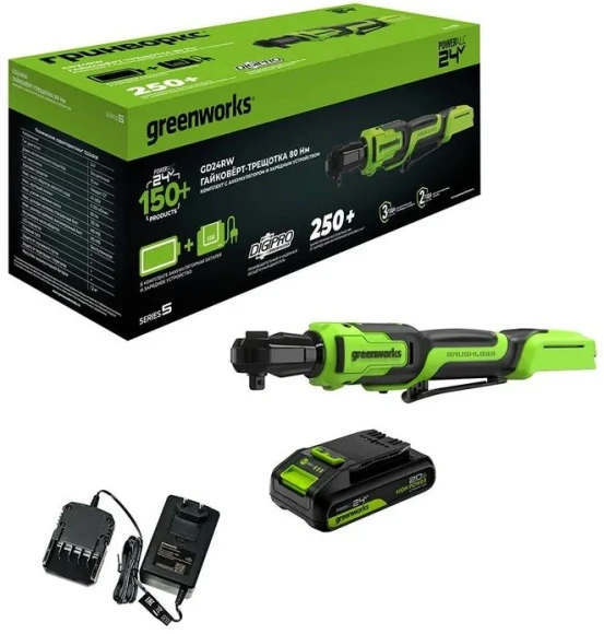 Гайковерт Greenworks GD24RW аккум. патрон:квад.1/2" (3804007CUA)