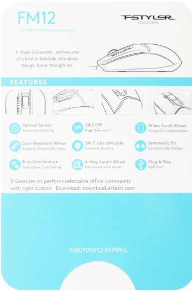 Мышь A4Tech Fstyler FM12 Panda белый/черный оптическая 1200dpi USB 3but