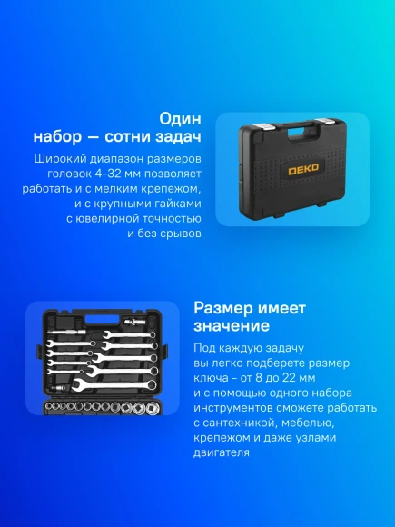 Набор инструментов Deko DKMT82 82 предмета (жесткий кейс) Набор инструментов Deko DKMT82 82 предмета (жесткий кейс)