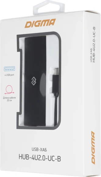 Разветвитель USB-C Digma HUB-4U2.0-UC-B 4порт. черный Разветвитель USB-C Digma HUB-4U2.0-UC-B 4порт. черный