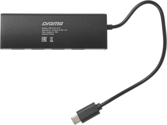 Разветвитель USB-C Digma HUB-4U2.0-UC-B 4порт. черный Разветвитель USB-C Digma HUB-4U2.0-UC-B 4порт. черный