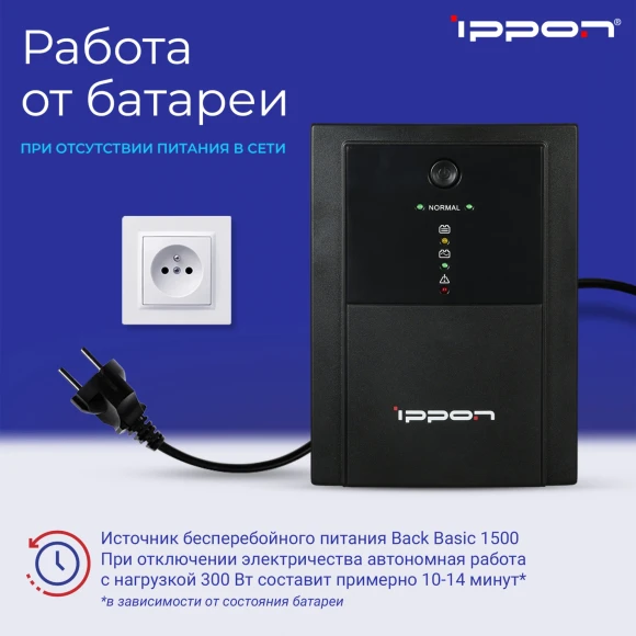 Источник бесперебойного питания Ippon Back Basic 1500 900Вт 1500ВА черный