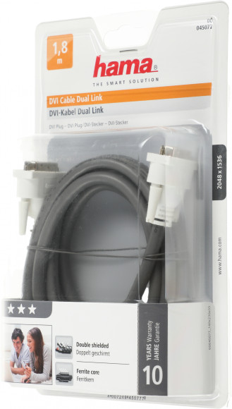 Кабель Hama DVI-D Dual Link (m) DVI-D Dual Link (m) 1.8м (00045077) феррит.кольца Кабель Hama DVI-D Dual Link (m) DVI-D Dual Link (m) 1.8м (00045077) феррит.кольца