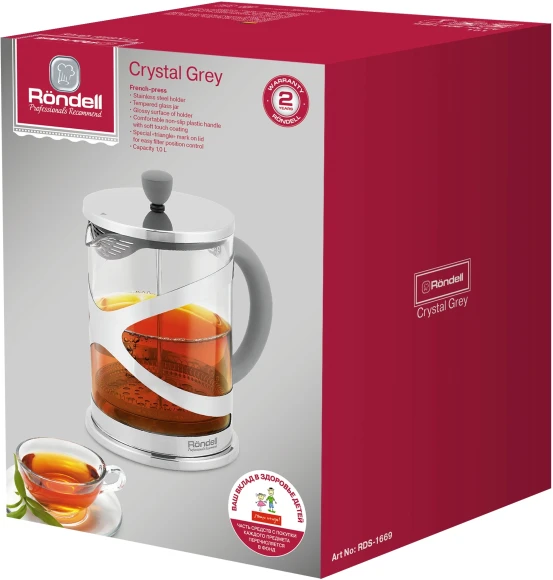 Френч-пресс Rondell Crystal Grey RDS-1669 1л серый Френч-пресс Rondell Crystal Grey RDS-1669 1л серый