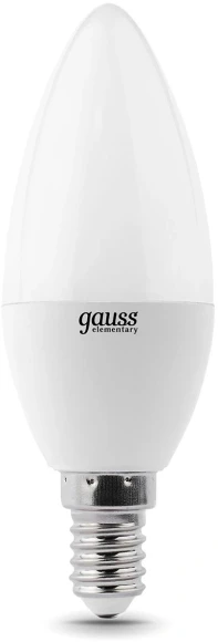 Лампа светодиодная Gauss Elementary 10Вт цок.:E14 свеча 220B св.свеч.бел.теп. C37 (упак.:10шт) (33110)