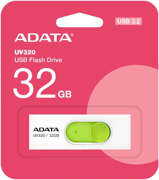 Флеш Диск A-Data 32GB UV320 AUV320-32G-RWHGN USB3.2 белый/зеленый Флеш Диск A-Data 32GB UV320 AUV320-32G-RWHGN USB3.2 белый/зеленый
