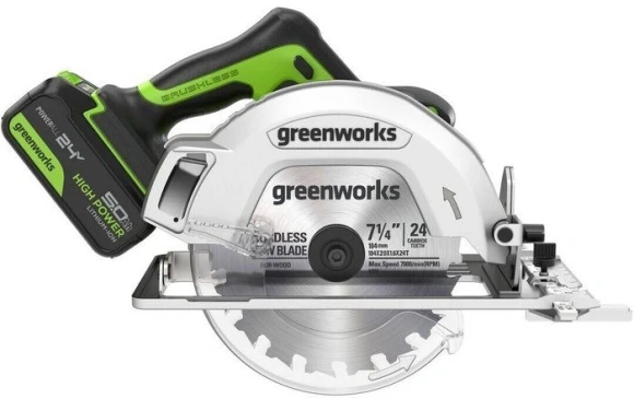 Циркулярная пила (дисковая) Greenworks GD24CS (ручная) D диска.:185мм (1500907CUG)