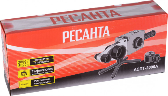 Сварочный аппарат для пластиковых труб Ресанта АСПТ-2000А 2кВт Тмакс.:300 парн.насад.