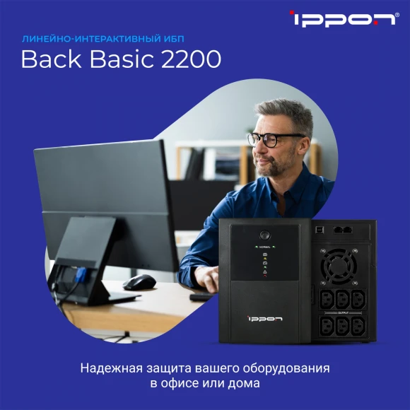 Источник бесперебойного питания Ippon Back Basic 2200 1320Вт 2200ВА черный