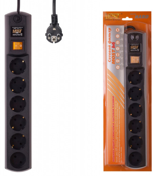 Сетевой удлинитель Buro BU-PS1.10/R-16 10м (1 розетка) красный (коробка)