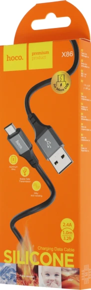 Кабель Hoco X86 Micro Spear X86 MICRO USB (m)-micro USB (m) 1м черный коробка Кабель Hoco X86 Micro Spear X86 MICRO USB (m)-micro USB (m) 1м черный коробка