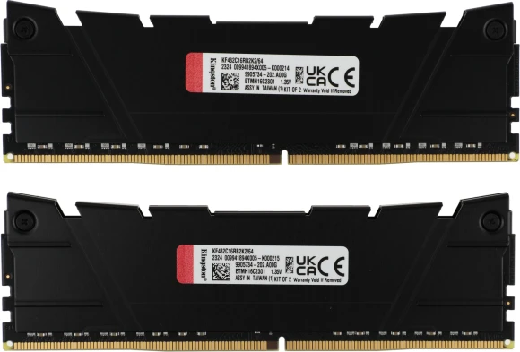 Память DDR4 2x32GB 3200MHz Kingston KF432C16RB2K2/64 Fury Renegade Black RTL Gaming PC4-25600 CL16 DIMM 288-pin 1.35В dual rank с радиатором Ret