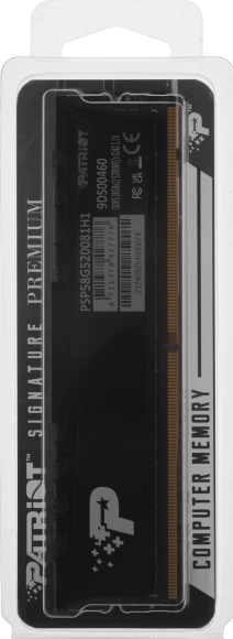 Память DDR5 8GB 5200MHz Patriot PSP58G520081H1 Signature Premium RTL PC5-41600 CL42 DIMM 288-pin 1.1В single rank с радиатором Ret Память DDR5 8GB 5200MHz Patriot PSP58G520081H1 Signature Premium RTL PC5-41600 CL42 DIMM 288-pin 1.1В single rank с радиатором Ret
