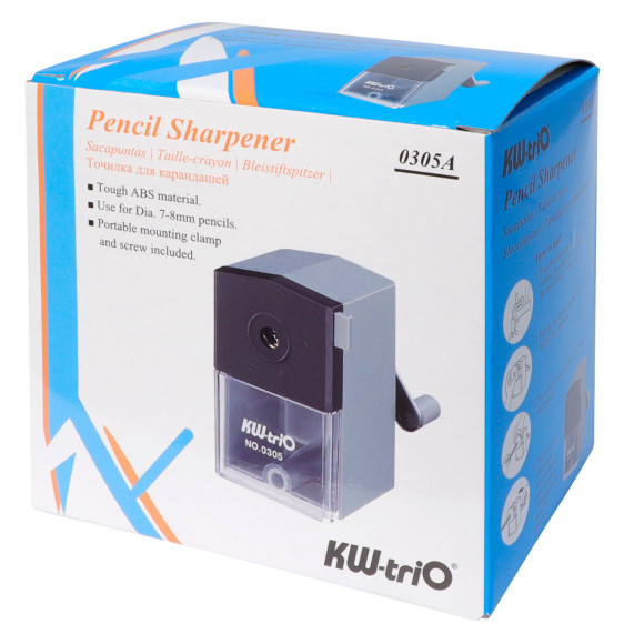 Точилка для карандашей механическая Kw-Trio 305Agr 1 отверстие пластик серый