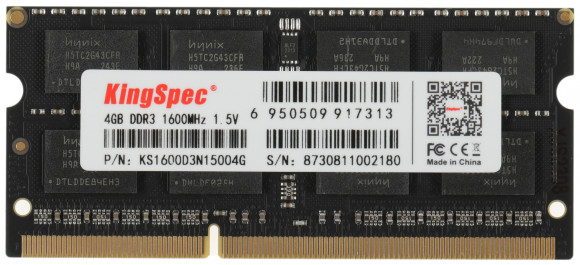 Память DDR3 4GB 1600MHz Kingspec KS1600D3N15004G RTL PC3-12800 CL11 SO-DIMM 204-pin 1.5В single rank Ret Память DDR3 4GB 1600MHz Kingspec KS1600D3N15004G RTL PC3-12800 CL11 SO-DIMM 204-pin 1.5В single rank Ret