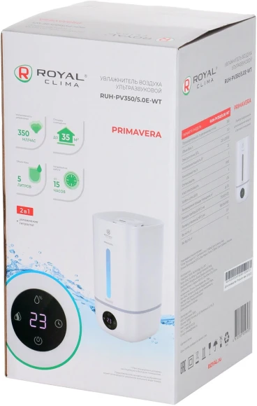 Увлажнитель воздуха Royal Clima RUH-PV350/5.0E-WT 23Вт (ультразвуковой) белый Увлажнитель воздуха Royal Clima RUH-PV350/5.0E-WT 23Вт (ультразвуковой) белый