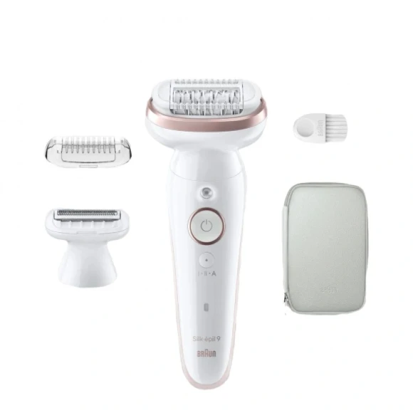 Эпилятор Braun SES9-030 скор.:2 насад.:3 от электр.сети от аккум. белый/розовый