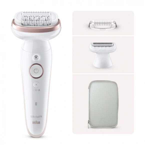 Эпилятор Braun SES9-030 скор.:2 насад.:3 от электр.сети от аккум. белый/розовый