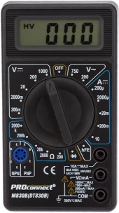 Мультиметр PROconnect M830B DT830B цифровой черный (13-3011) Мультиметр PROconnect M830B DT830B цифровой черный (13-3011)