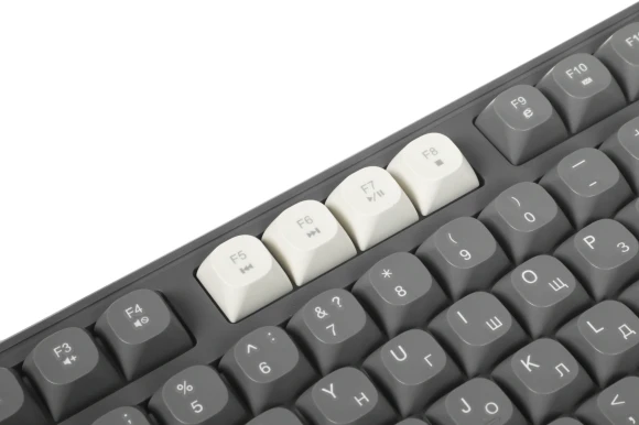 Клавиатура Оклик 711G серый/белый USB Multimedia for gamer LED (1790385) кабель 1.5м