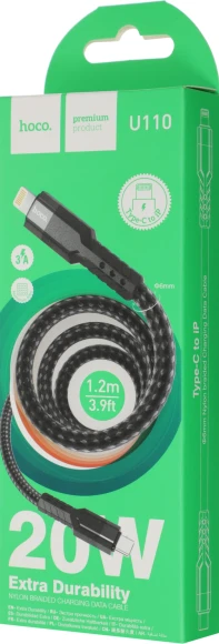 Кабель Hoco U110 iP PD USB Type-C (m)-Lightning (m) 1.2м черный коробка